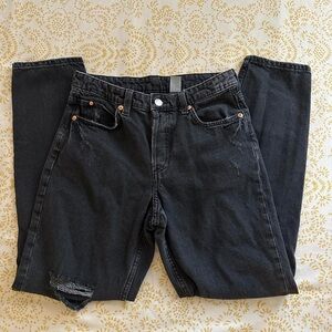 H&M Women's Black Distressed Boyfriend Jeans